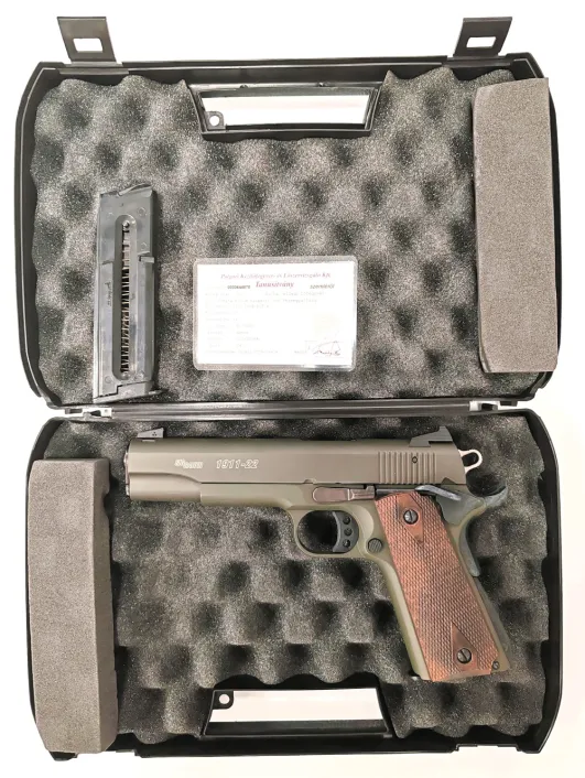 Sig Sauer 1911 Olive ,22 Lr.Tesztfegyver . Maroklőfegyver Zöld
