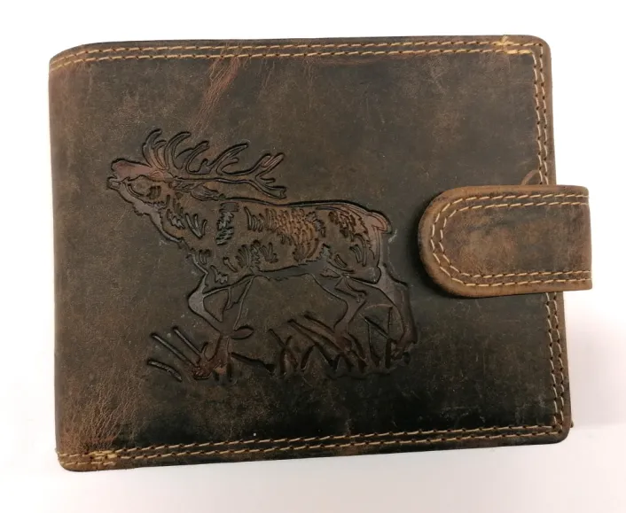 Pénztárca Szarvas motívummal Barna Bőr Belső Lepkés