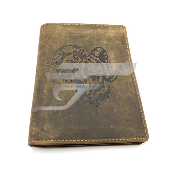 Vadászigazolvány tartó muflonfej motívummal barna bőr