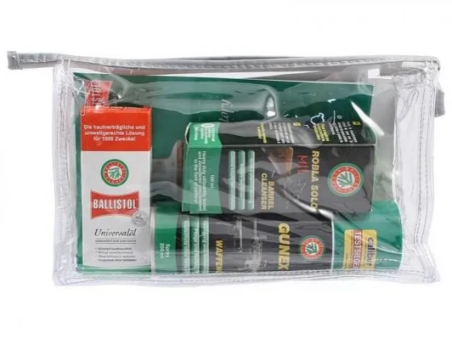 Ballistol fegyverápoló szett 6db+kendő olaj,tusolaj,barnító,csőtisztító,zsír