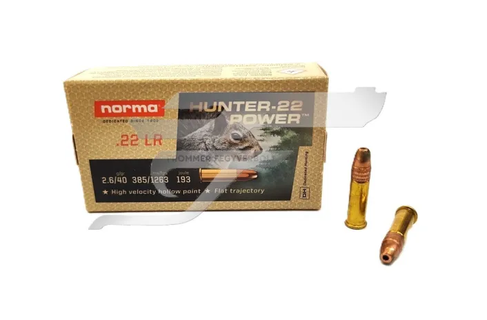 ,22 LR Norma Hunter-22 Power HV HP 40gr .Lőszer 2,6g 1263 fps 193 j. RW2425096