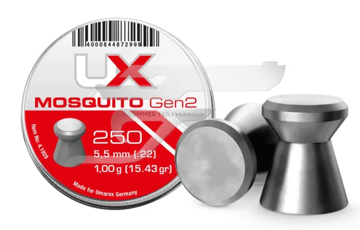 5,5 mm Umarex Mosquito Gen2 41928 . Lapos Léglövedék 250db. 1g 15,43gr.