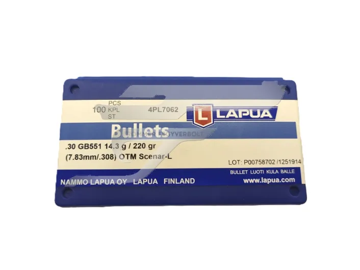 7,62 Lapua Scenar Lövedék 14,3g 220gr. . 4PL7062