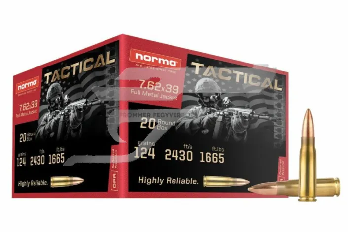 7,62x39 Norma FMJ Tactical 8g 2318212 . 124g 2430ft/s 1665 ft.lbs lőszer