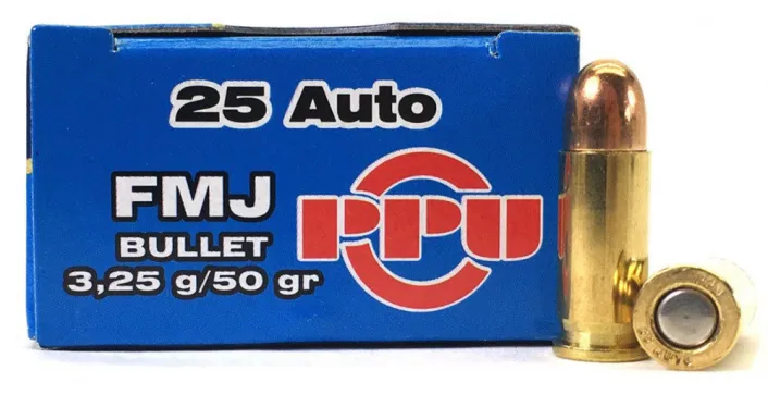 6,35 Browing Prvi FMJ 3,25g 50gr , 25 Auto Pisztoly Lőszer