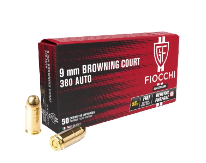 9 mm Brow. Short Fiocchi FMJ 95gr 709340 . ,380 Auto