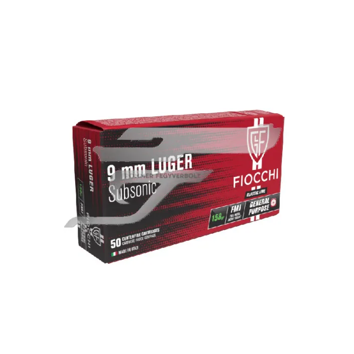 9 mm Luger Fiocchi FMJ 158gr Subsonic FI709016
