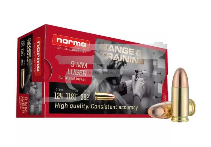 9 mm Luger Norma Range&Training 124 grain FMJ Lőszer