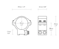 Hawke HA22107 Kétrészes 30-as Középmagas . Szerelék 9-11 mm Prizma
