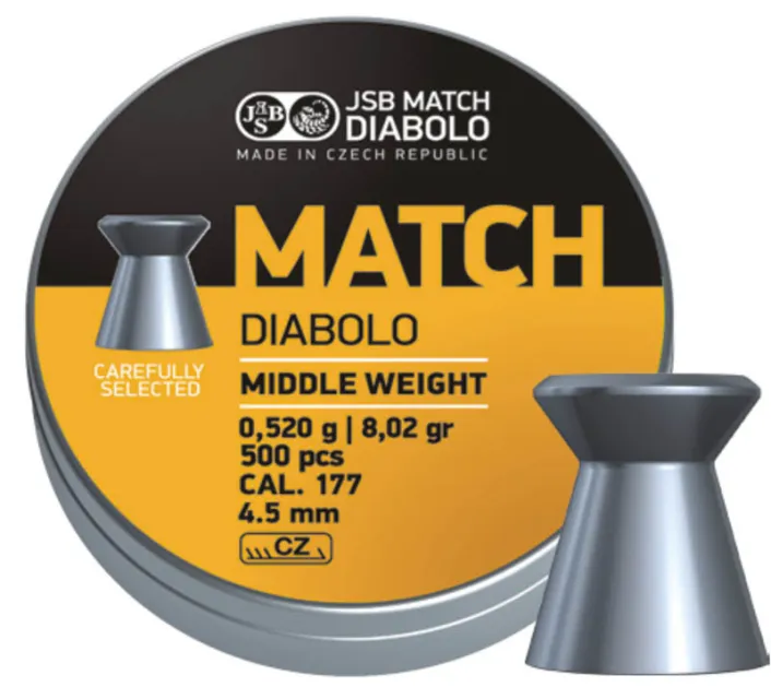 4,5 mm JSB Match Diabolo Middle w. Sárga 0,52g/8,02gr 500db. Léglőszer 48802450