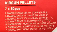 4,5 mm JSB TEST Diabolo Exact 48831000 7x50 db. Vegyes Léglőszer Puskához