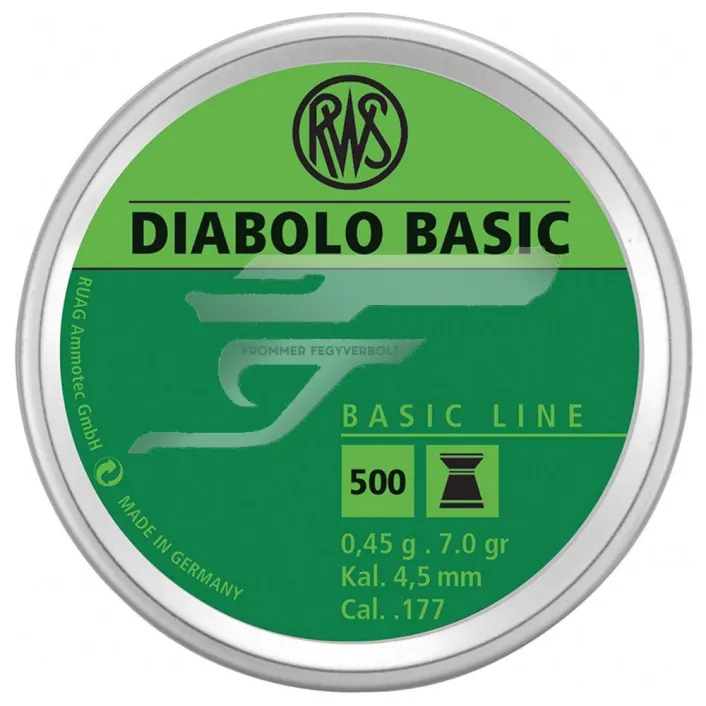 4,5 mm-es RWS Diabolo Basic Line 500 db. 0,45g, 7gr. Légpuska és Légpisztolyhoz