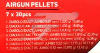 5,5 mm JSB TEST Diabolo Exact 48832550 7x30 db. Vegyes Léglőszer Puskához