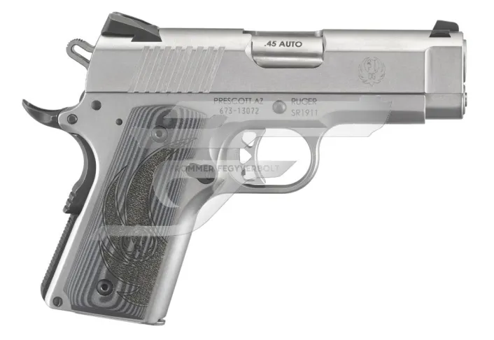 Ruger SR1911 Officer Style ,45 ACP 6762 Rozsdamentes 3,6" cső 7 lőszeres tár
